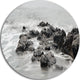 Black And White Rocky Coastline, Seashore Disc Metal Artwork, 23"