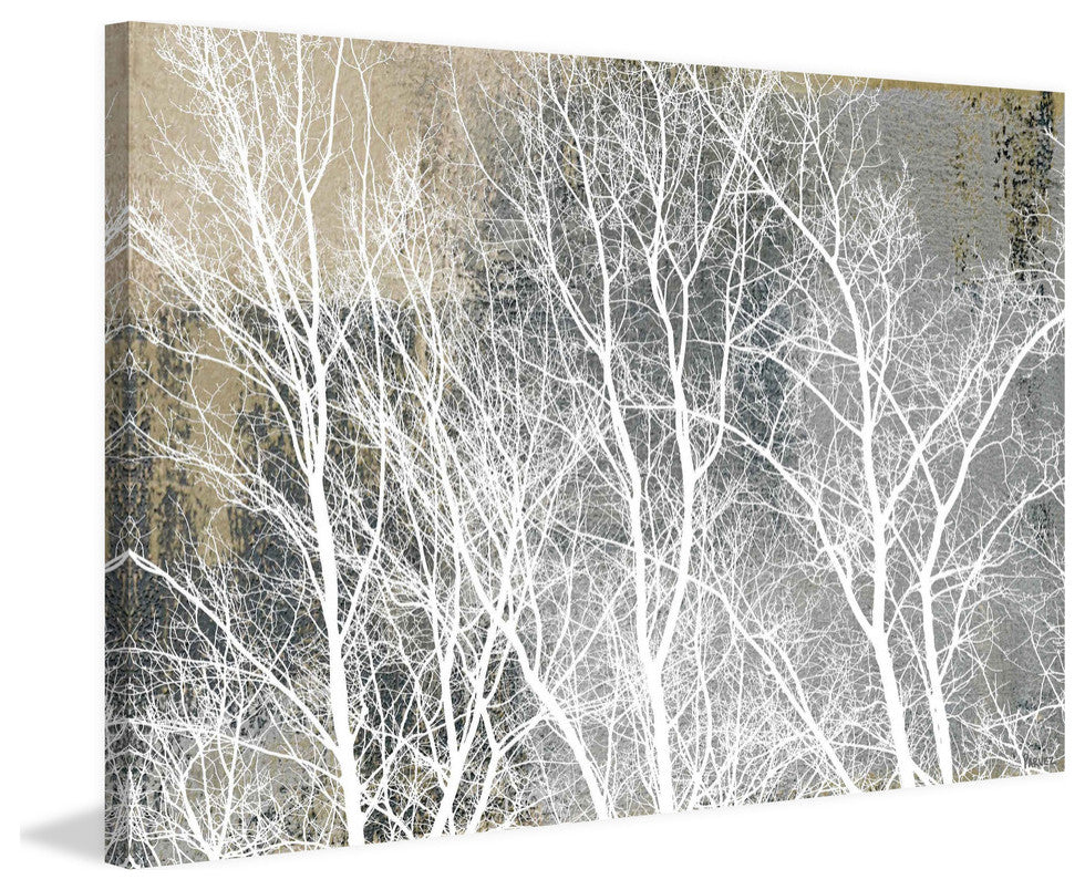 "Frosty White Branches" Painting Print on Wrapped Canvas, 60"x40"