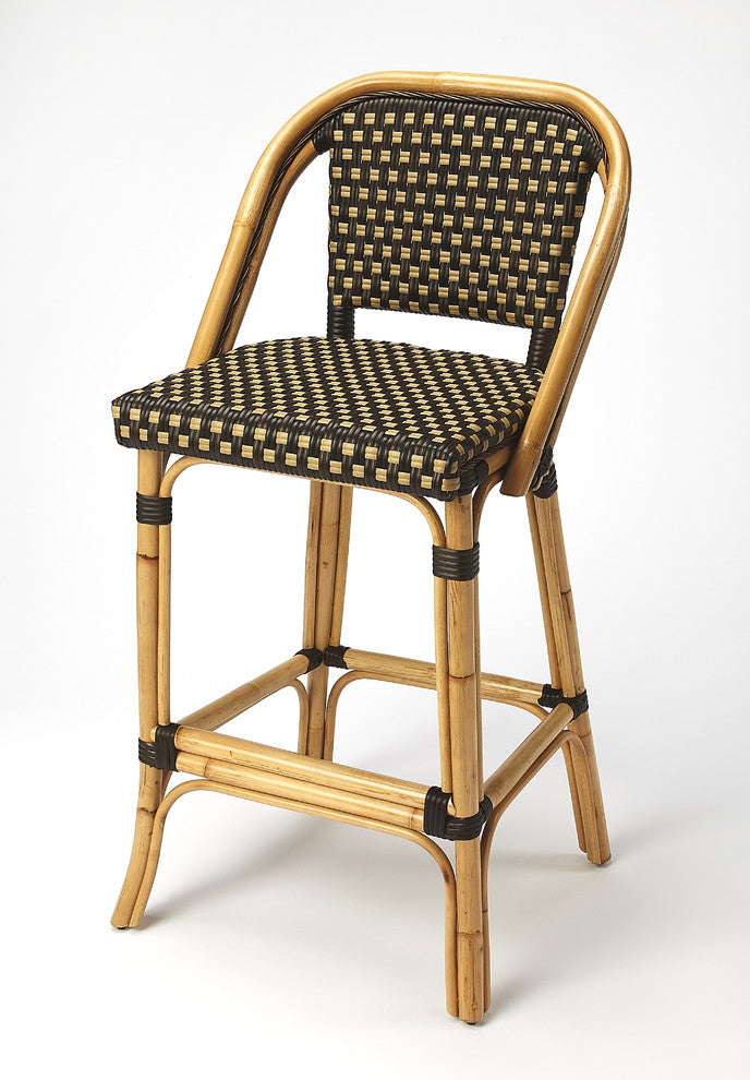 Lila Dark Brown Rattan Bar Stool, 3715398