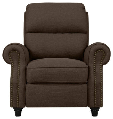 Brown Linen Push Back Recliner Chair