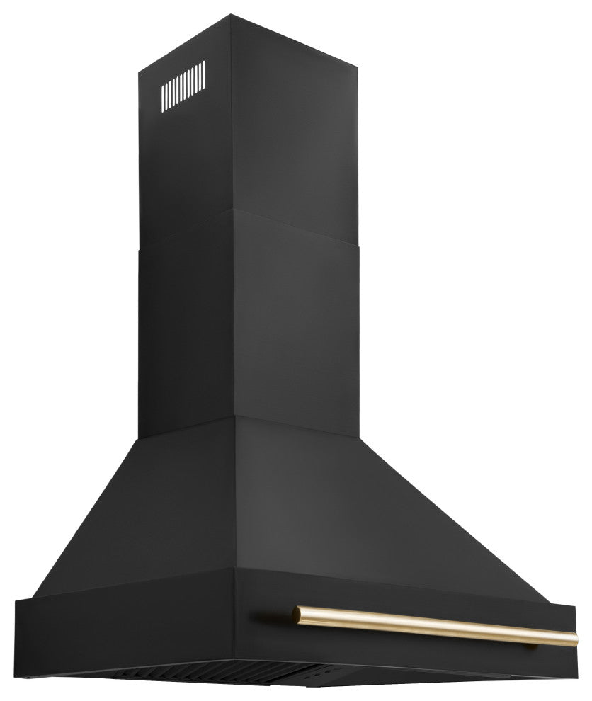 ZLINE 30" Black Stainless Range Hood with Polished Polished Gold (BS655-30-G)