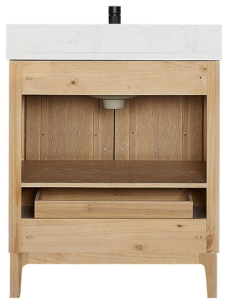 Gara Bath Vanity, Stone Top, Washed Ash Grey, 30", Single Vanity, No Mirror