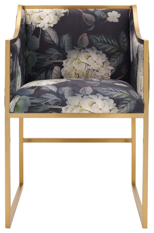 Atara Floral Velvet Gold Chair