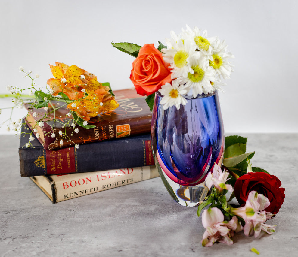 Essence Murano Style Art Glass Violet 9" Vase