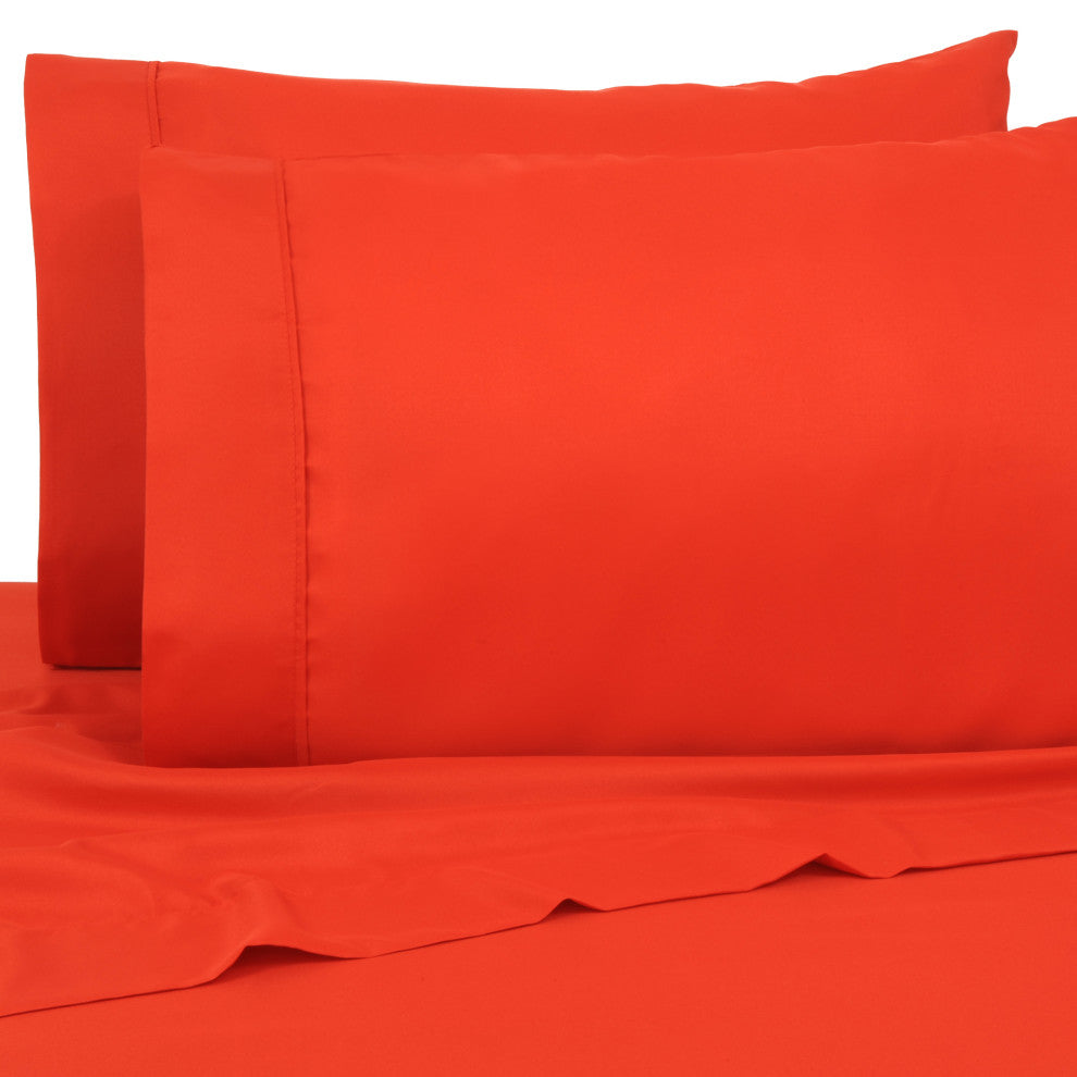 Premier Colorful Bright 4 Piece Microfiber Sheet Set, Bright Red, King