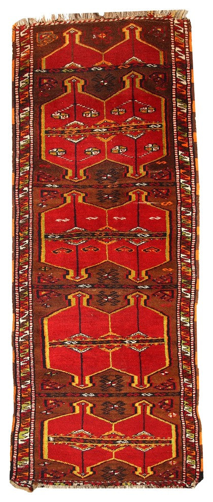 Consigned, Hand Made Antique Collectible Turkish Yastik Rug 2.5'x6.2'