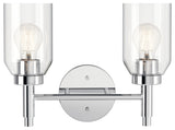 Madden Wall Sconce, Clear Glass, Chrome, 2 Light