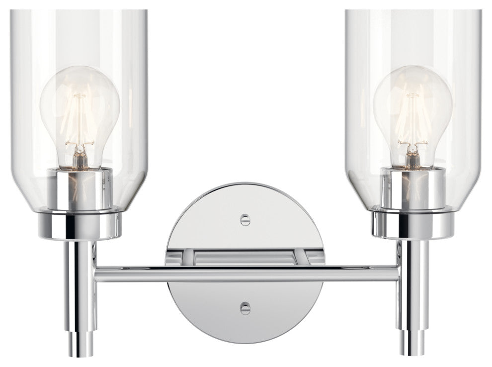 Madden Wall Sconce, Clear Glass, Chrome, 2 Light