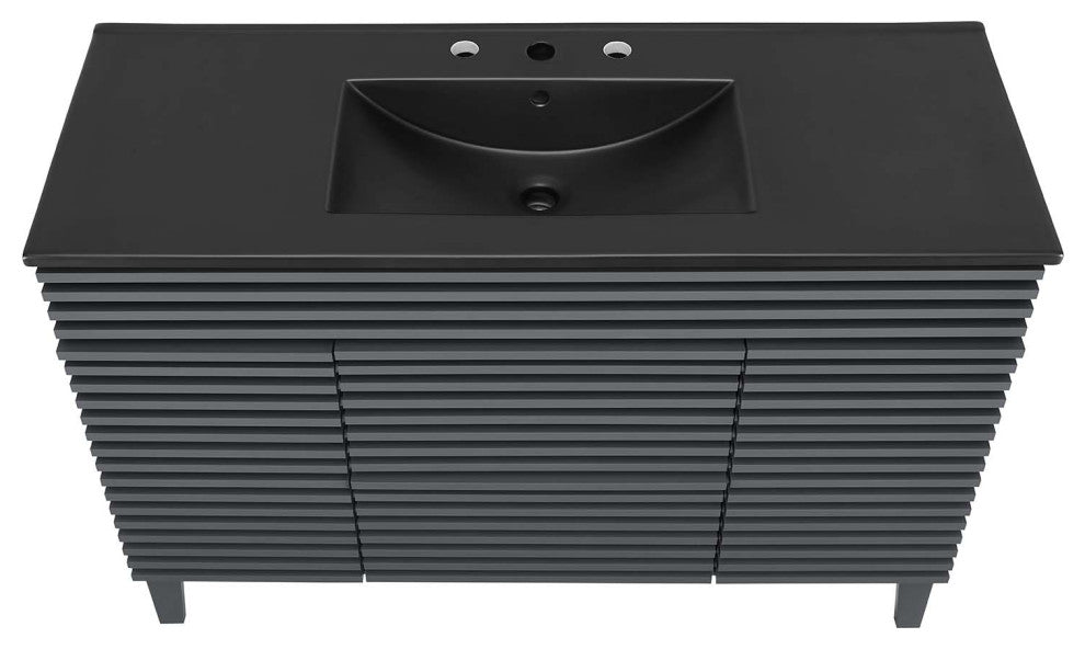 Render 48" Single Sink Bathroom Vanity, Gray Black