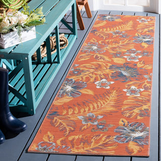 Safavieh Sunrise Collection SUN671 Indoor-Outdoor Rug, Ivory/Rust Blue, 2'x8'