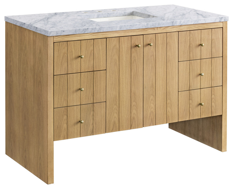 Hudson 48" Single Vanity, Light Natural Oak,  Carrara Marble Top