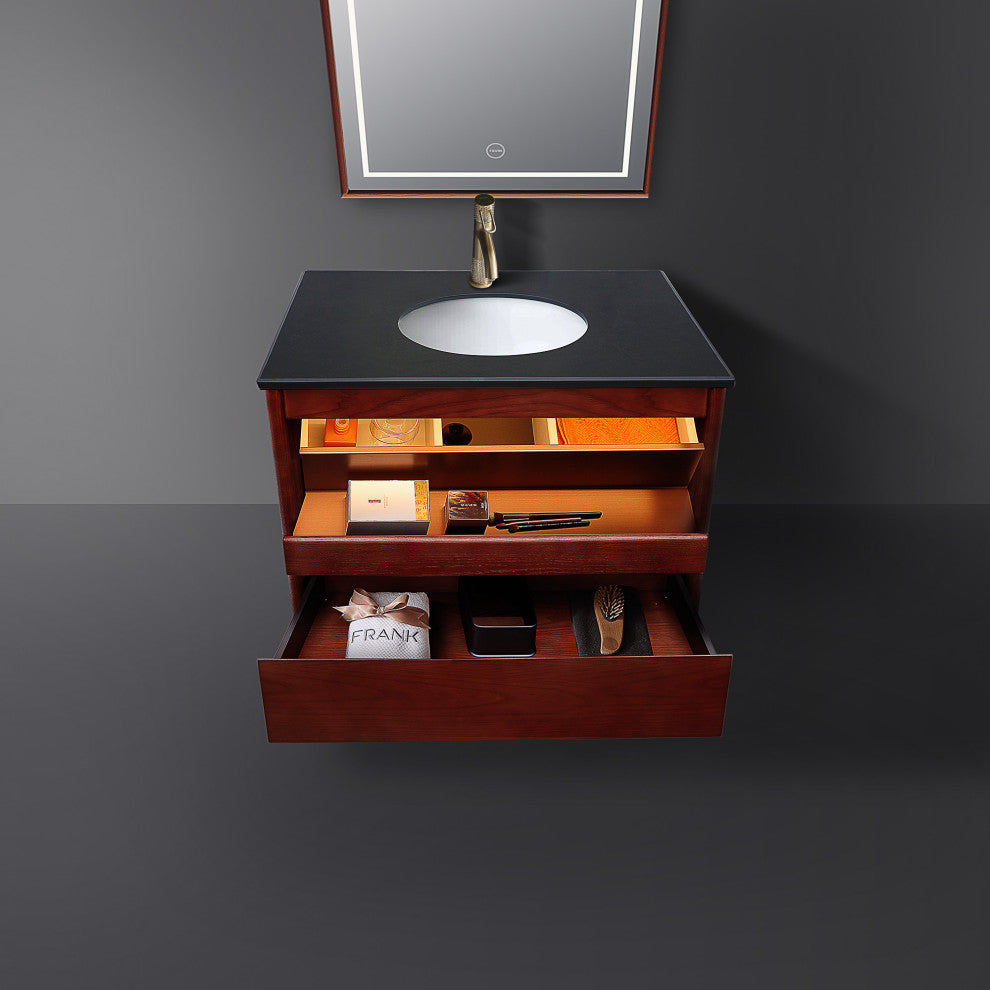 Freestanding Bath Vanity Set with Engineered Stone Top with Mirror, 36''