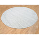 Ivory Plain Modern Striped Design Pure Wool Hand Loomed Round Rug, 11'10"x11'10"