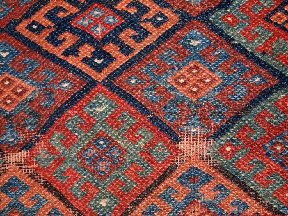 Handmade antique collectible Persian Kurdish bag 1.8' x 2.4' (56cm x 73cm) 1880s