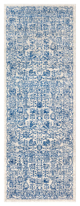 Harput Traditional Dark Blue, Light Gray Area Rug, 2'7"x7'3"