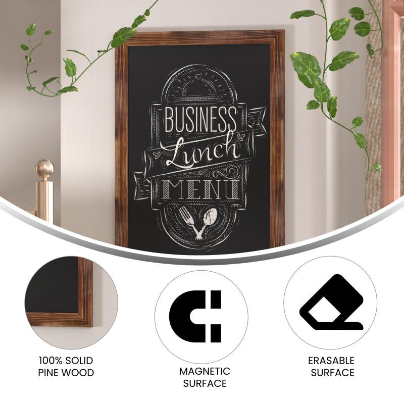 Canterbury Wall Mount Magnetic Chalkboard Sign Set, Torched Brown, 24" X 36"
