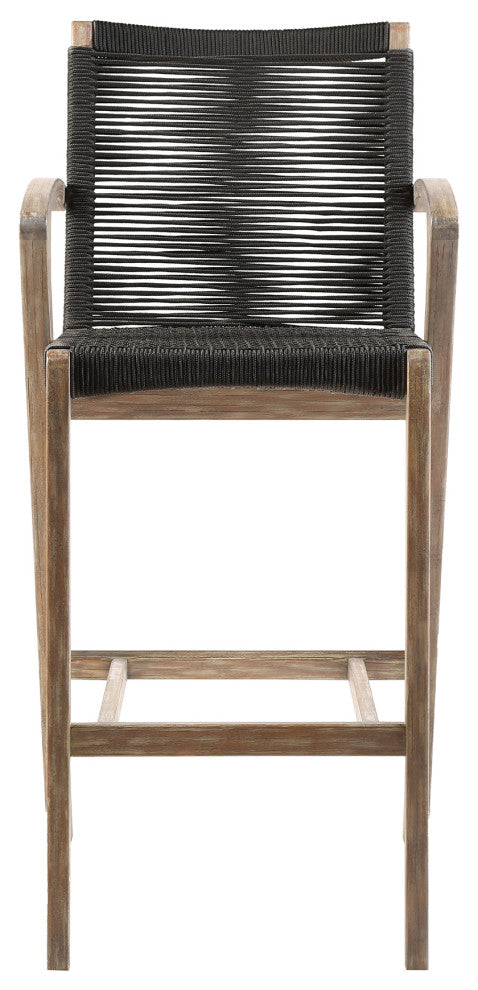Nabila Light Eucalyptus Wood and Charcoal Rope Counter and Bar Stool