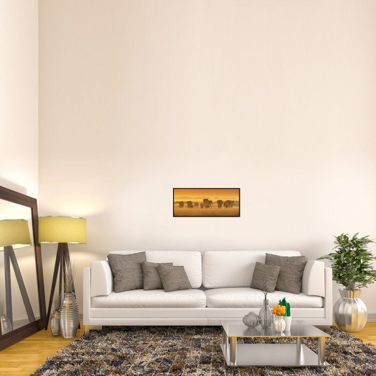 "Golden Light" Framed Canvas Giclee by David Hua, 31x13"