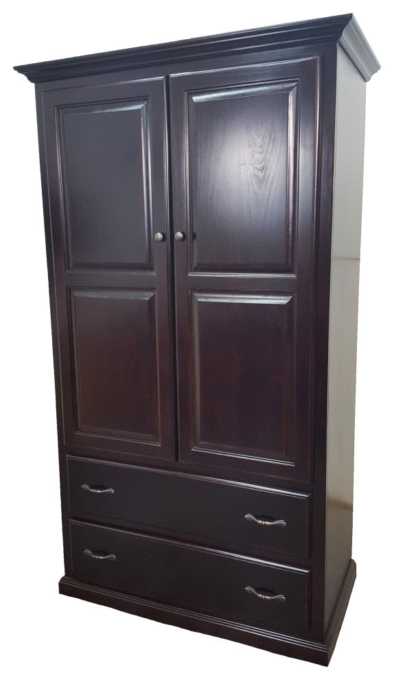 Double Wide Traditional Wardrobe, Havana Gold, With Adjustable Shelves