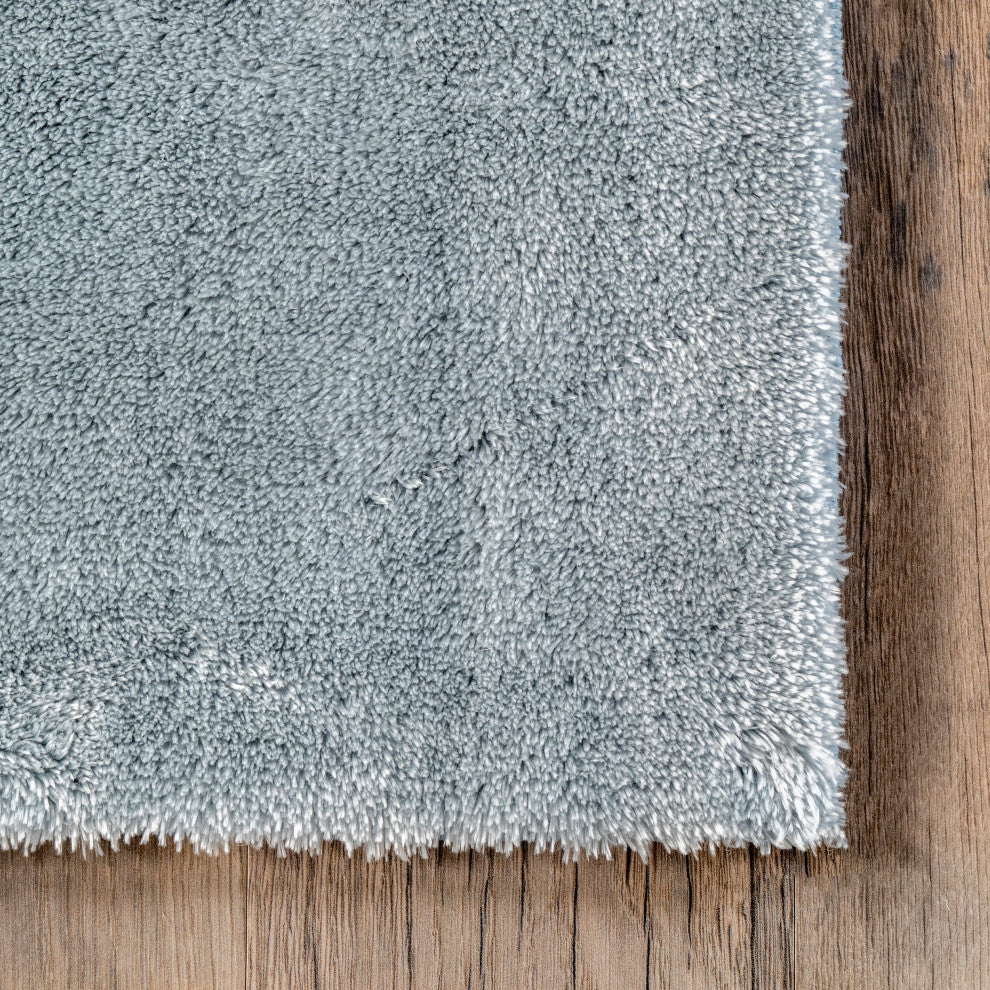 nuLOOM Loni Solid Machine Washable Shag Area Rug, Light Blue, 6'square