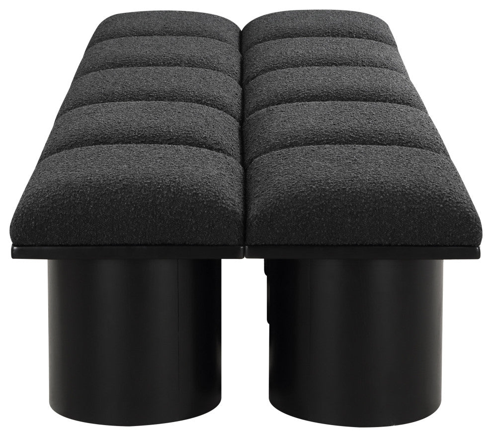 Pavilion Boucle Fabric Upholstered 10-Piece Modular Bench, Black, Black Finish