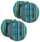 16" Outdoor Tufted Chair Cushions, Blue and Green Stripe, Set of 4