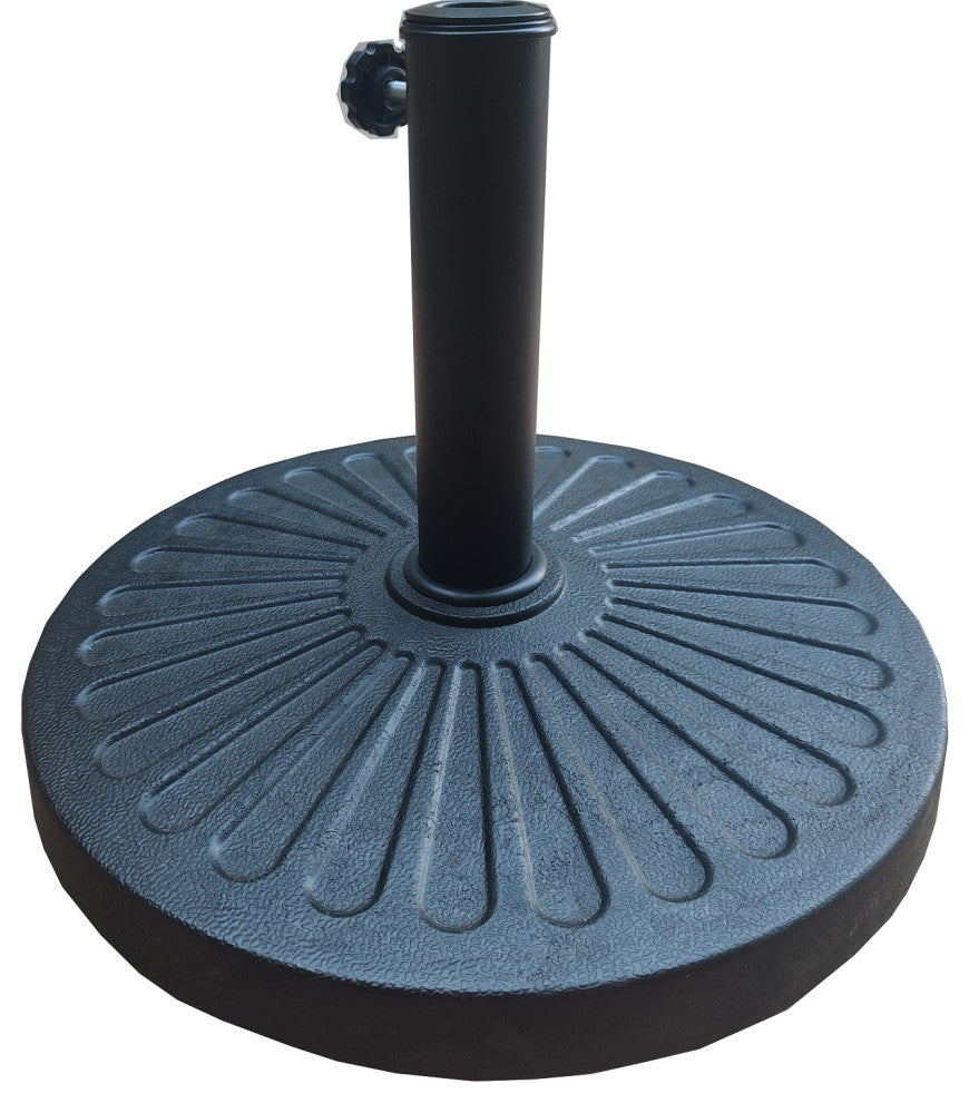 9' Black/White Stripe Tilt Market Umbrella With Stand/Base Set