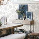 Intricate Bohemian Monochromatic Floral Wallpaper, Gray & White, Sample