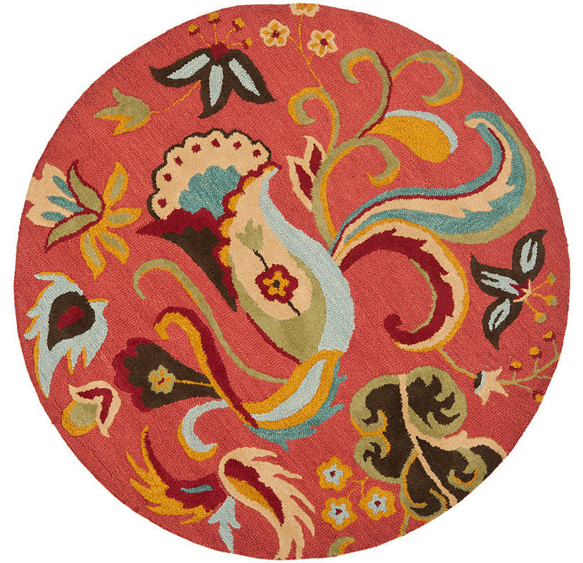 Safavieh Blossom Blm680B Floral Rug, Rust/Multi, 6'0"x6'0" Round