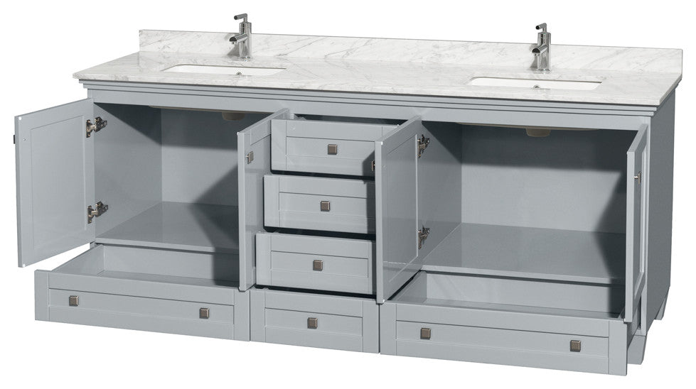 Wyndham WCV800080DOYCMUNSMXX Double Bathroom Vanity with White Carrera Marble To
