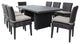 Venice Rectangular Outdoor Patio Dining Table With 8 Armless Chairs Aruba, Beige