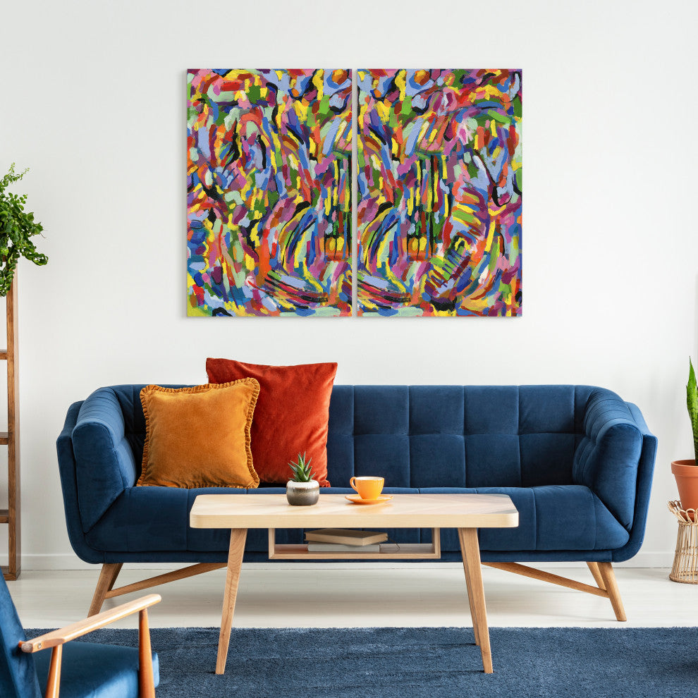 "Rules of the Rainbow" Frameless Floating Tempered Glass Panel Wall Art Set of 2