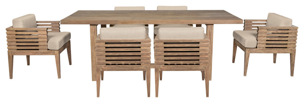 Vivid Outdoor Patio Dining Set, Olefin Cushions, Taupe, 7-Piece Set