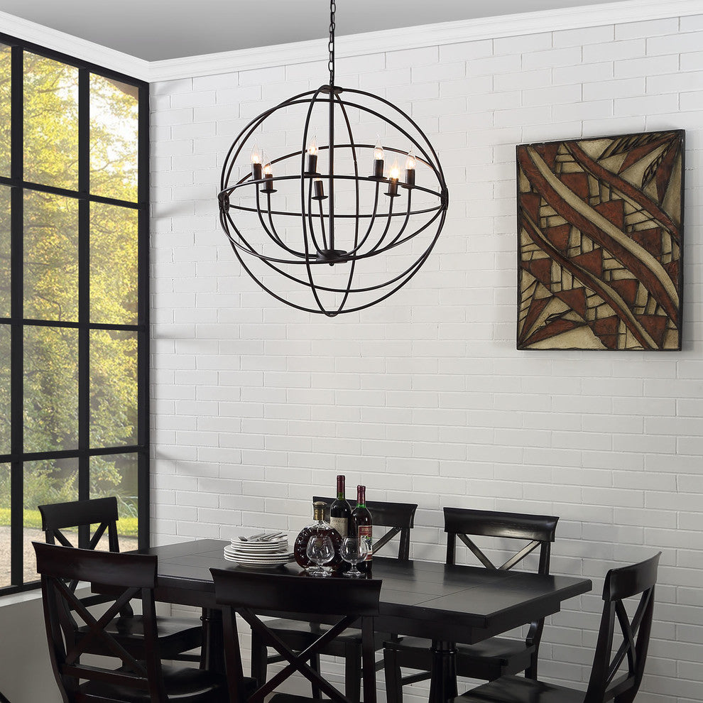 Modern Urban Contemporary Chandelier Light, Black Steel