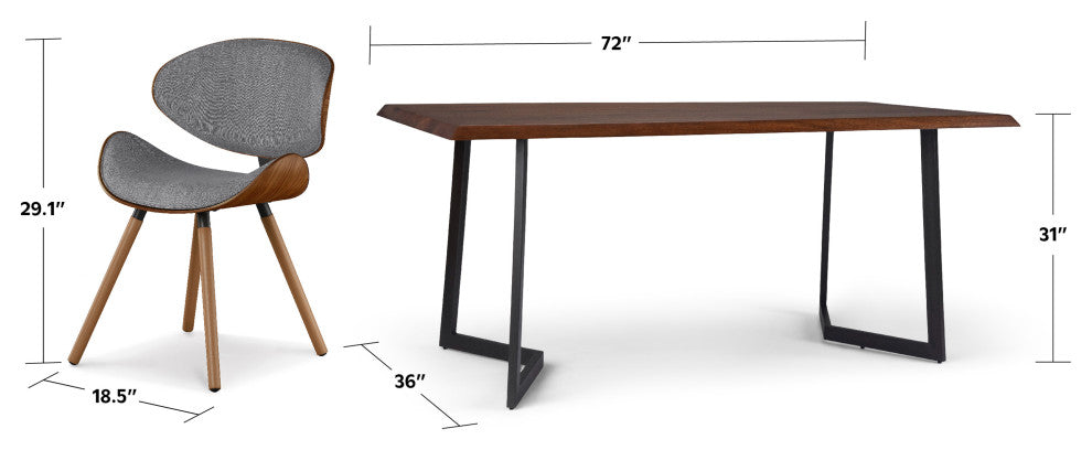 Marana Watkins Solid Mango Wood 7-Piece Dining Set, Gray