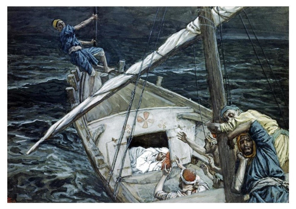 "Jesus Asleep During The Storm" Digital Paper Print by James Tissot, 32"x23"