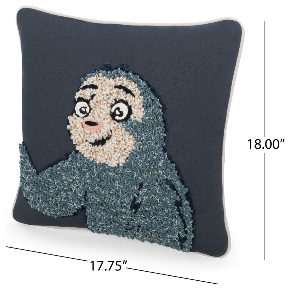 Gaskin Modern Handcrafted Fabric Sloth Pillow Cover, Single