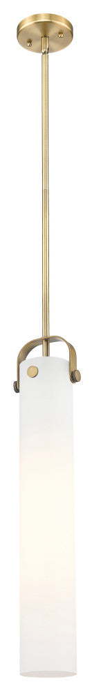 Pilaster 1 Light 4" Stem Pendant, Brushed Brass, Matte White Glass