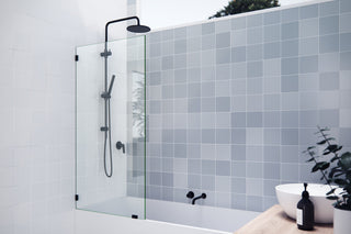 58.25"x31" Frameless Shower Bath Fixed Panel, Matte Black