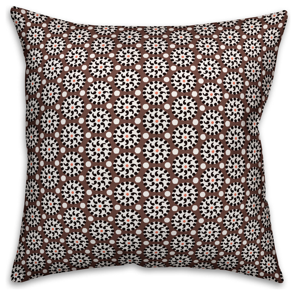 Boho Polka Dots, Brown Throw Pillow Cover, 20"x20"