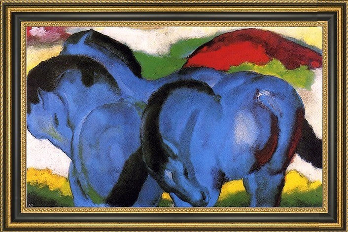 Franz Marc The Little Blue Horses - 18" x 27" Framed Premium Canvas Print