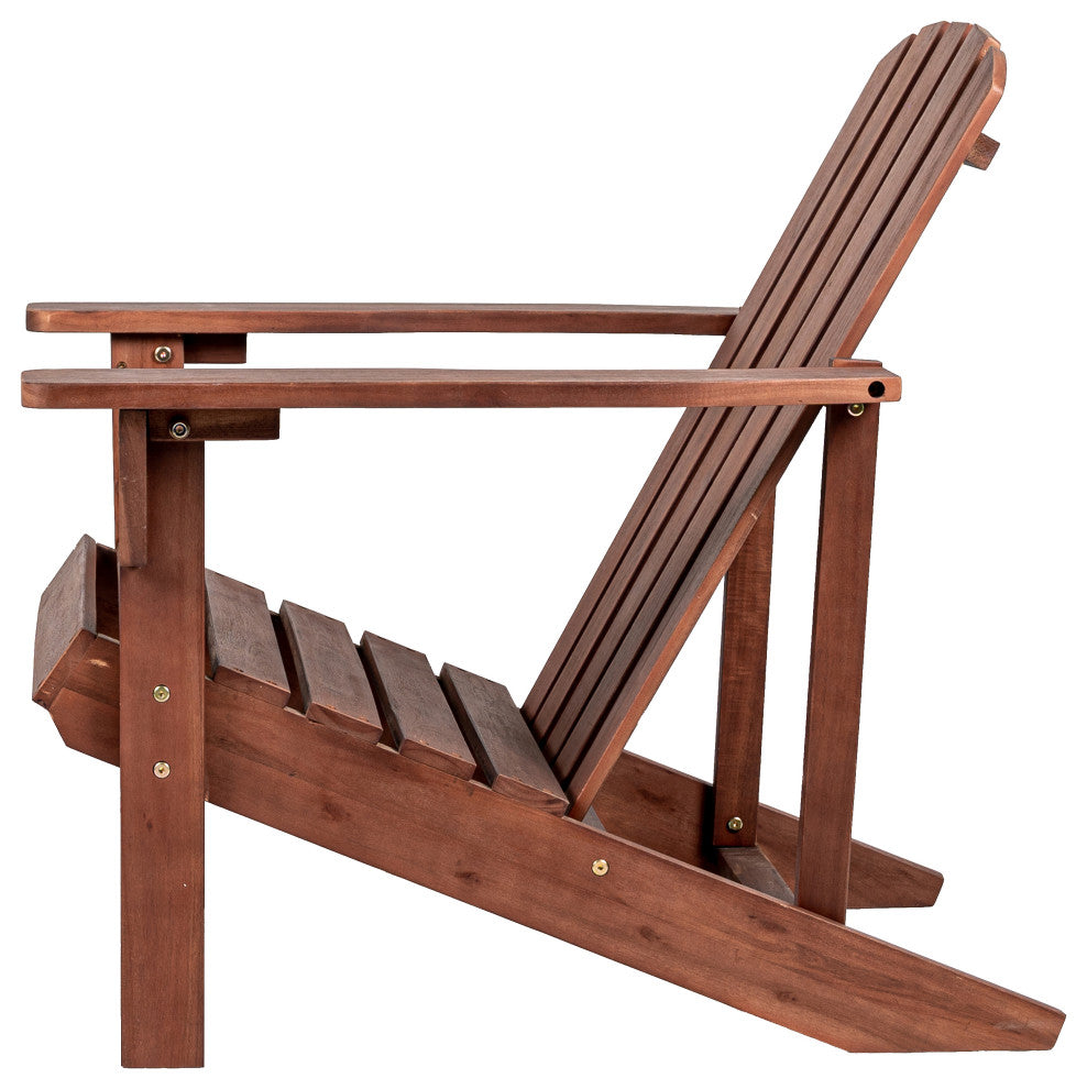 Westport Outdoor Patio Traditional Acacia Wood Adirondack Chair, Dark Brown