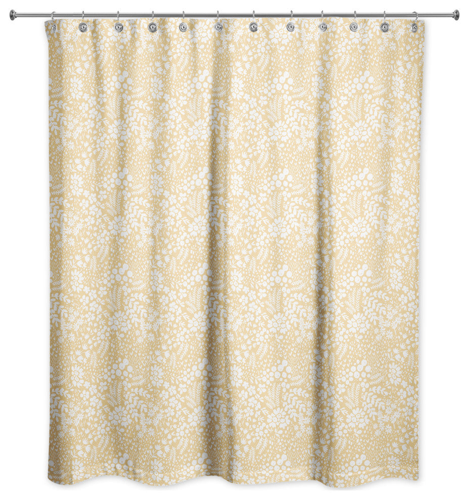 Yellow Dainty Floral 71x74 Shower Curtain