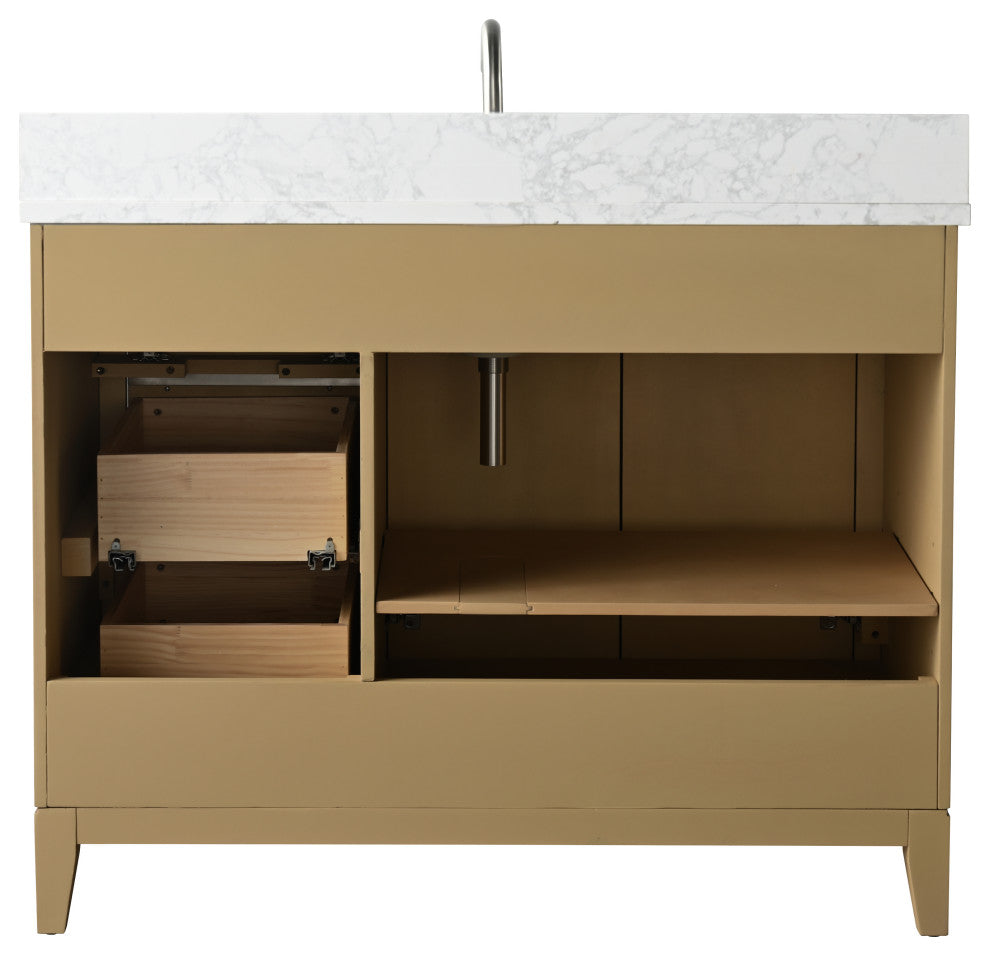 Vanity Art Bathroom Vanity With Sink, Natural Oak, 42" Single