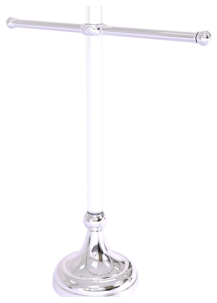 Pacific Grove Free Standing Towel Stand with Twisted Accents, Polished Chrome