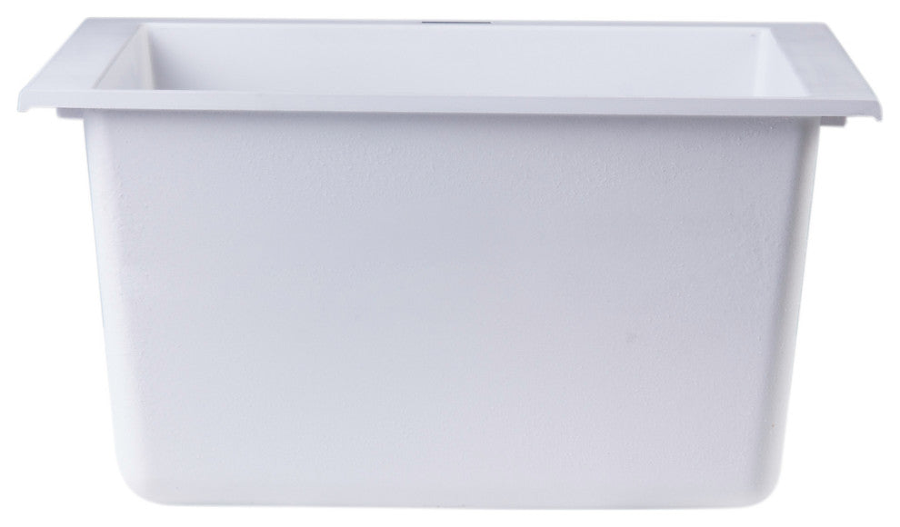 ALFI brand AB1720UM-W White 17" Undermount Rectangular Granite Prep Sink