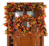 24 in. Holiday Wreath with Lights, Fall Harvest Leaf