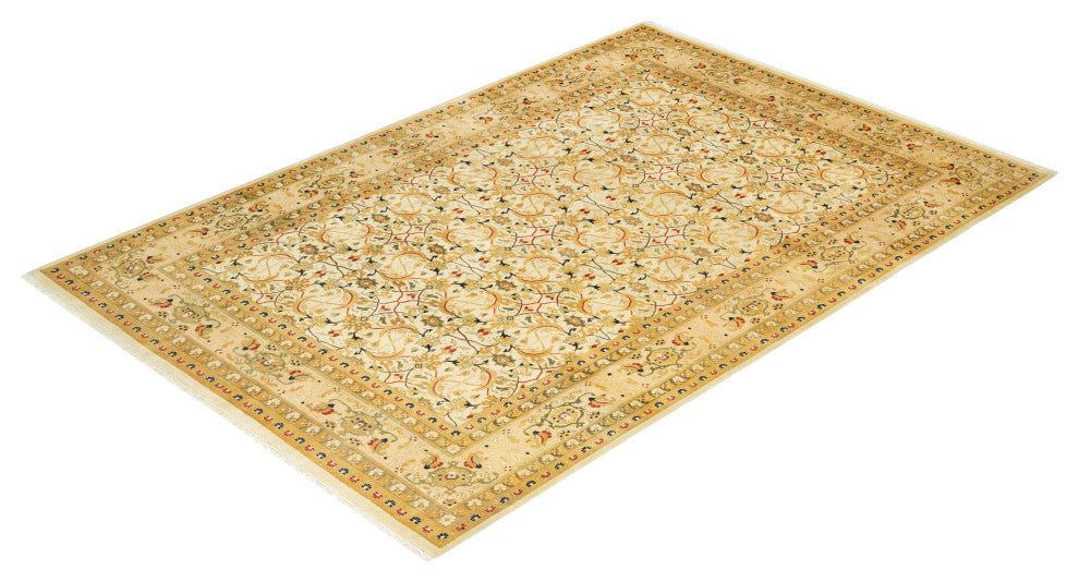 Cecilia, One-of-a-Kind Hand-Knotted Area Rug Ivory, 6'2"x9'1"
