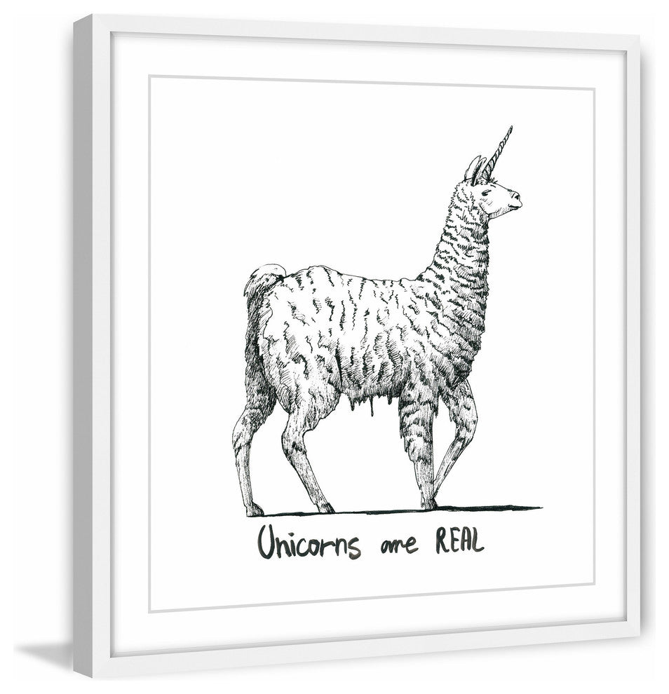 "Real Unicorns" Framed Painting Print, 18"x18"