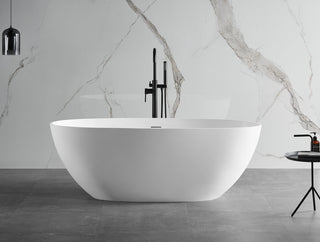 ALFI brand AB9975 59" White Oval Resin Soaking Bathtub